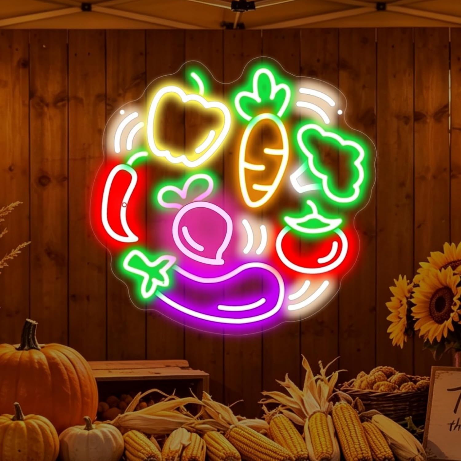Commercial Kitchen Store - Letreiro de Neon LED de Vegetais,