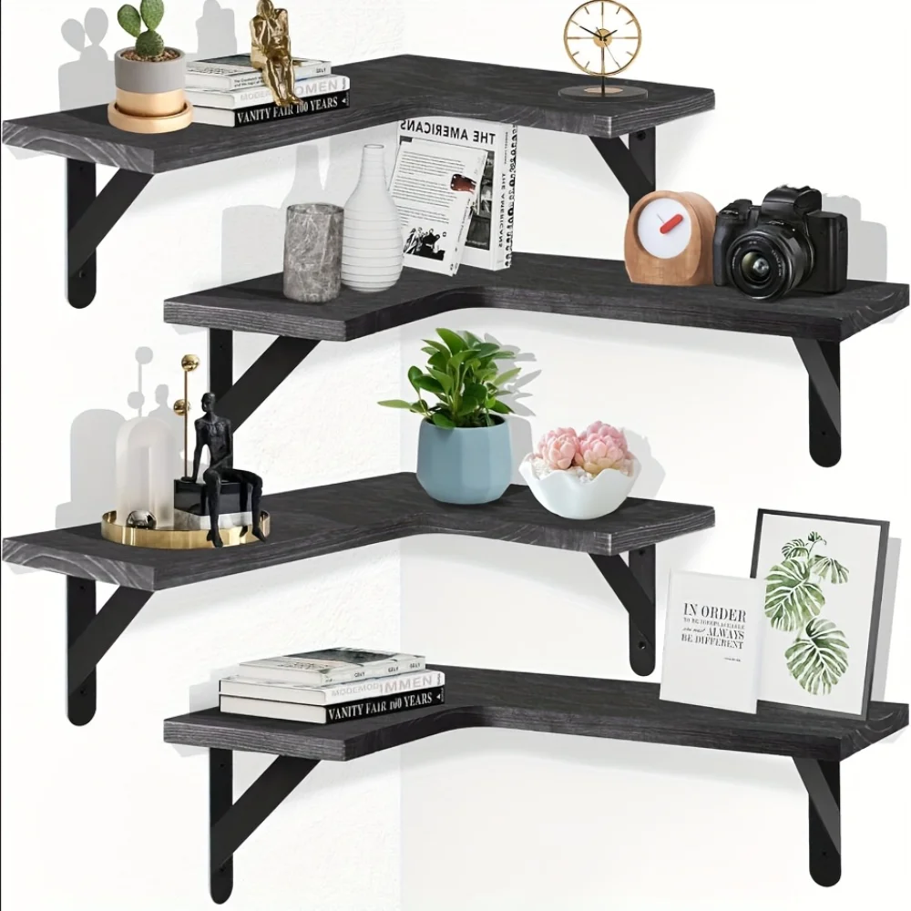 Commercial Kitchen Rack - Prateleiras Flutuantes de Madeira Natural com