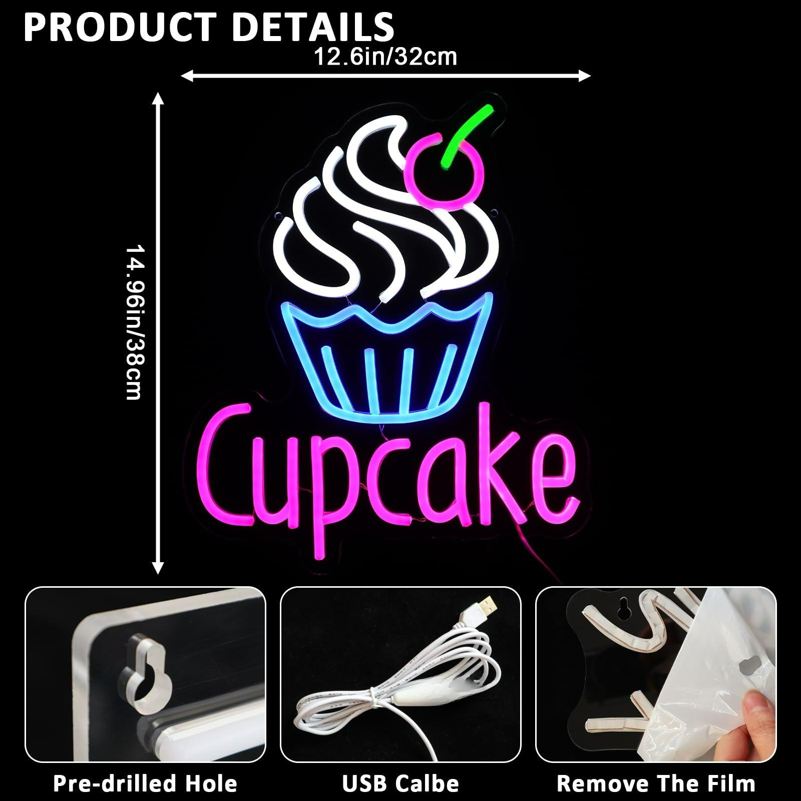 Cupcake sinal de néon para dec - Commercial Kitchen Store avaliação e preço