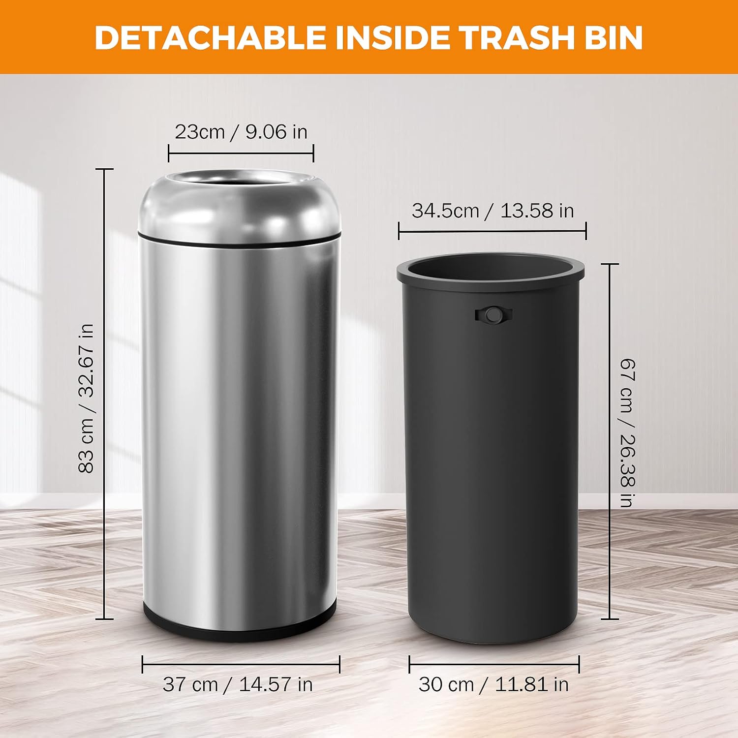 Lixeira metálica de aço inoxid - Commercial Kitchen Trash Can avaliação e preço