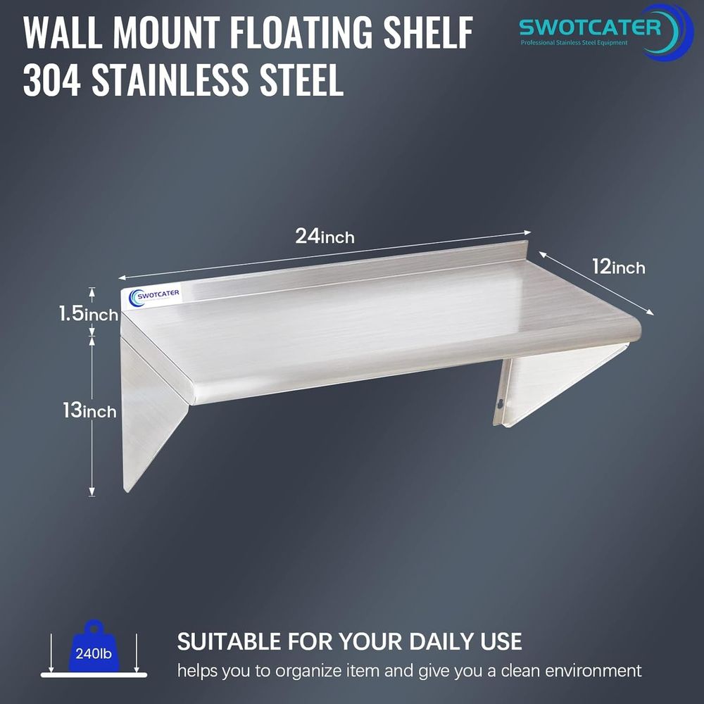 Pacote com 2 Prateleiras de Aç - Wall Shelf Commercial Kitchen avaliação e preço